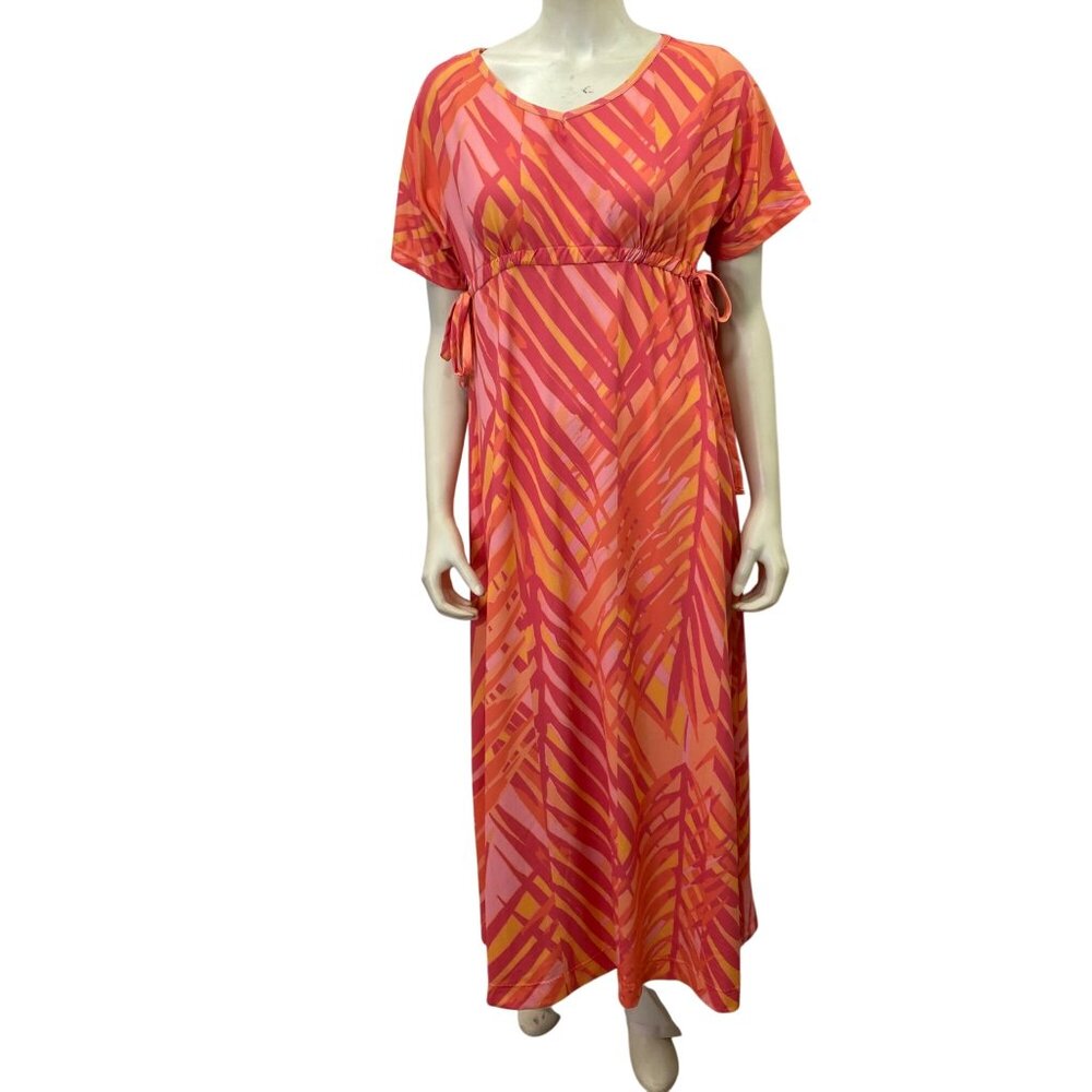 UV Skinz Geometric Maxi Dress Short Sleeves UPF 50+ Sunwear Sun Protection‎ Sm